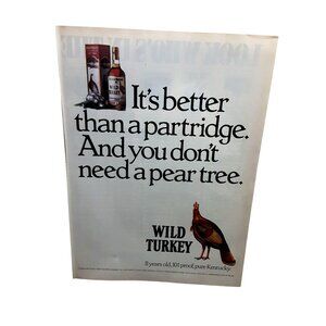 1986 Wild Turkey Bourbon Whiskey Vintage Advertising Print Ad 101 Proof